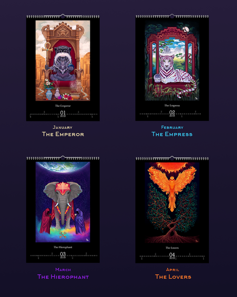 Major Arcana Illustrations Calendar 2018
