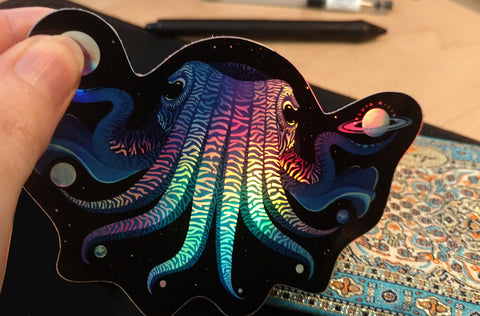 Cosmic Cuttlefish - Holographic Sticker