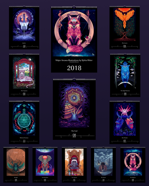 Major Arcana Illustrations Calendar 2018